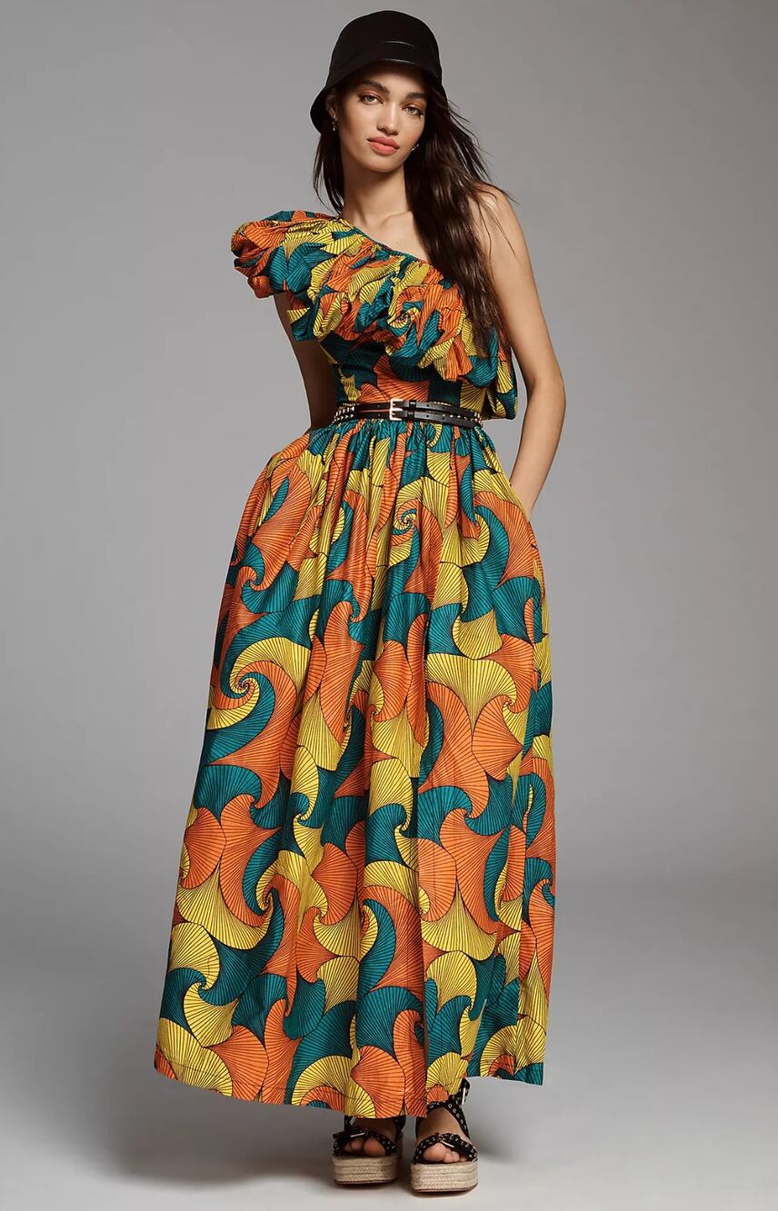 NWT SIKA Printed Multi-Color One-Shoulder Ruffle Dress - Size 00